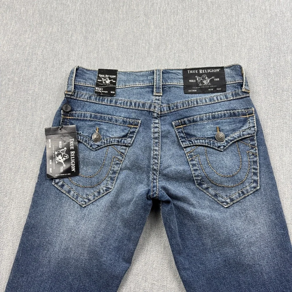 True Religion Jeans Mens 29X33 Blue Ricky Flap Big T Denim Relaxed Straight NWT